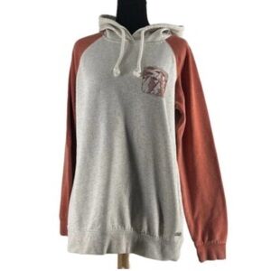 Roxy Gray and Brown Sweatshirt with Ribbed Cuffs